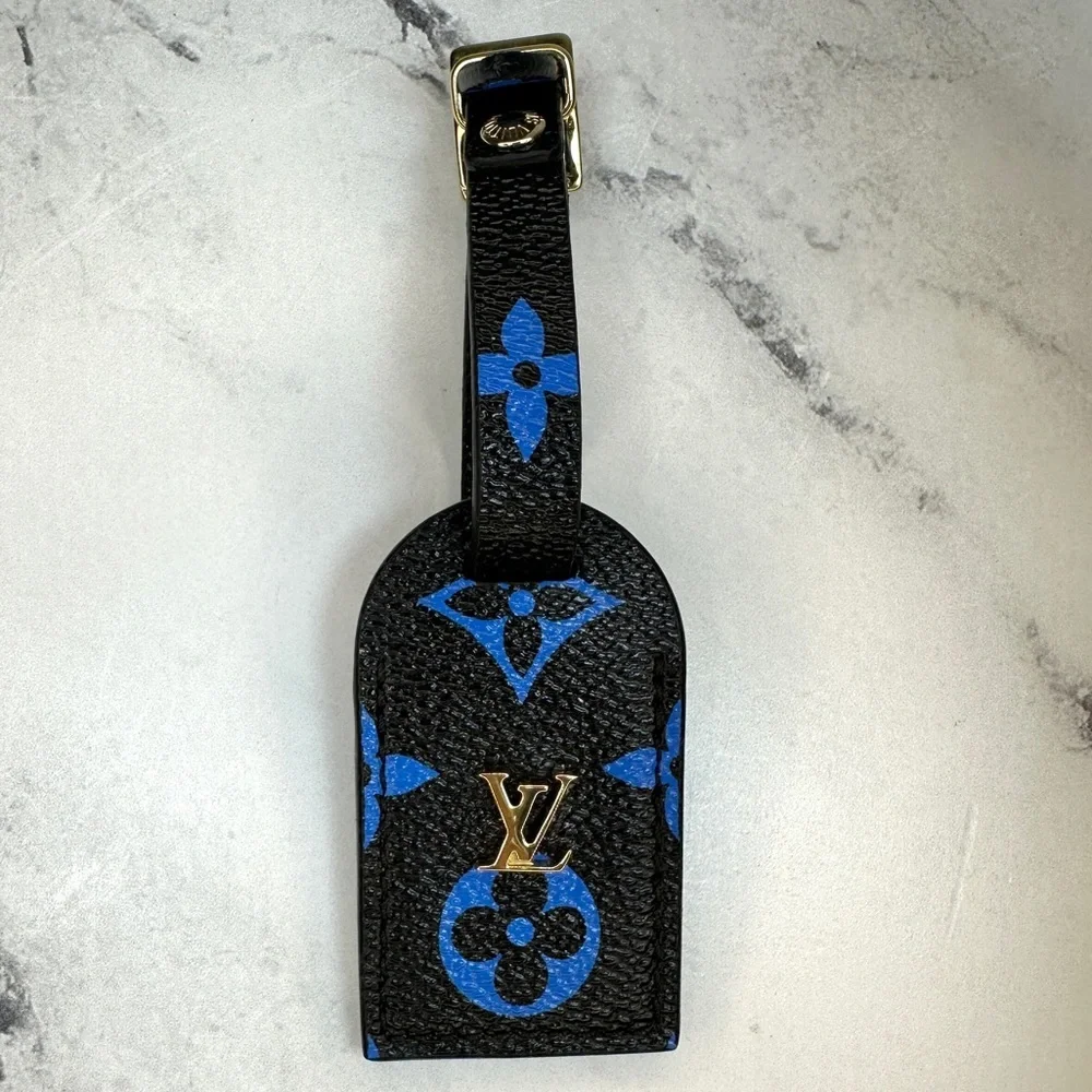 Louis Vuitton Luggage Tag black/blue Monogram Small GHW LV